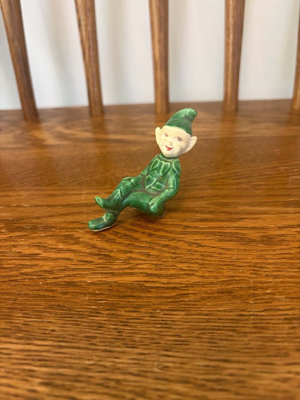 Vintage Ceramic Green Elf Pixie Figurine